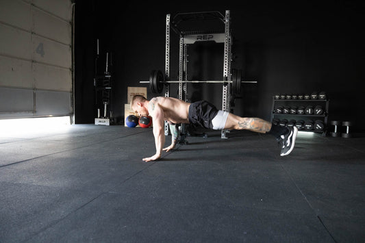 Athlete does a push-up.