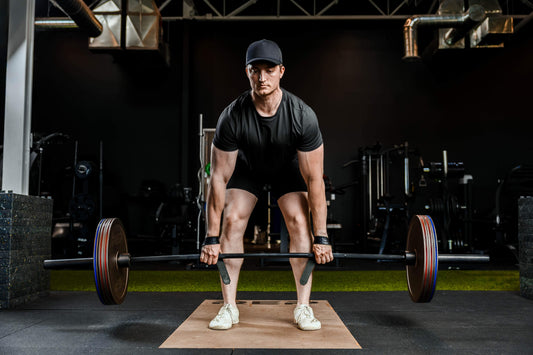 Athlete tackles a deadlift with REP equipment.