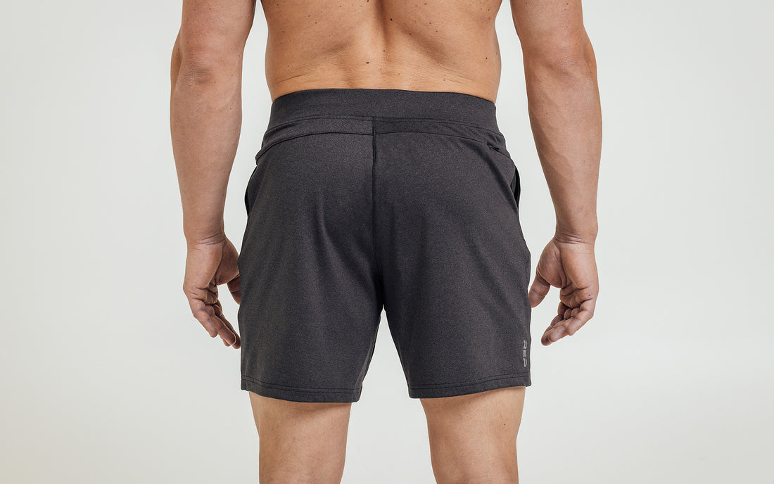 The REP Fitness Men's Versa Shorts in Heather Black back