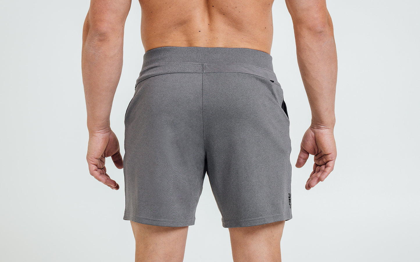 The REP Fitness Men's Versa Shorts in Heather Cool Gray back