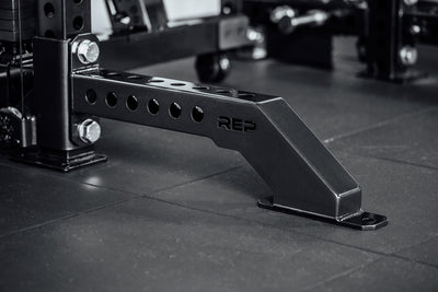 Close-up of Front Foot Extension Pair 2.0 with REP branding