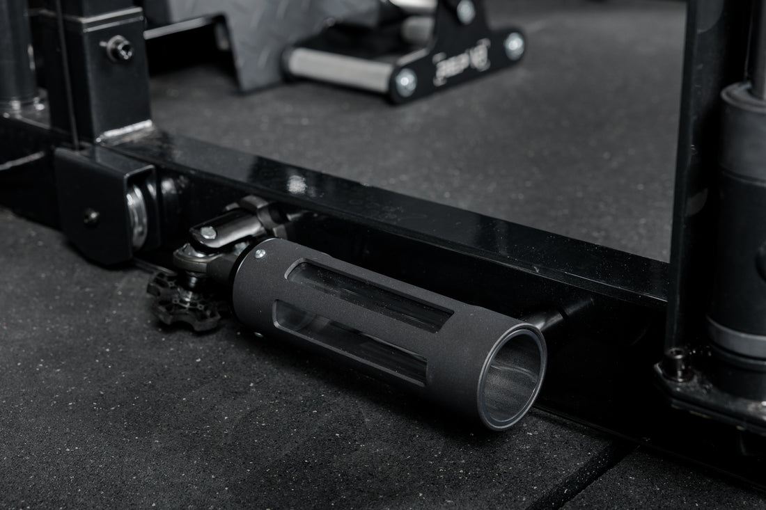 Close-up of the REP® x Kleva Built® Adroit Landmine on the Altitude™ Power Rack