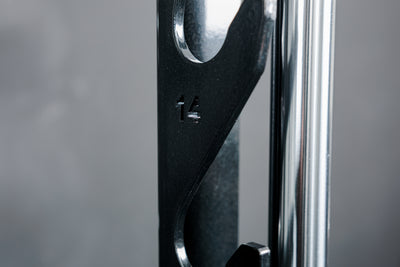 Close-up of the numbering on the REP Fitness Altitude™ Power Rack Smith Machine Attachment