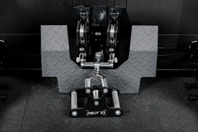 Close-up of the low row footplate on the REP Fitness Altitude™ Power Rack Cable Attachment