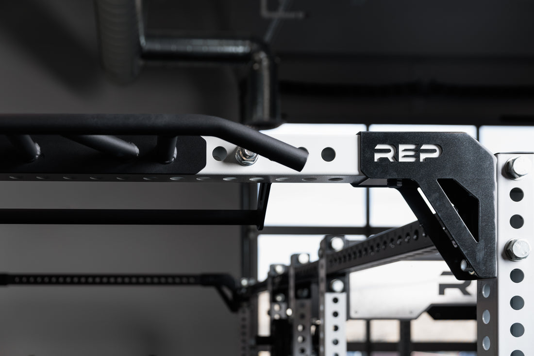 Close-up of the REP Fitness Rack Crossmember Connectors installed to a PR-5000 upright