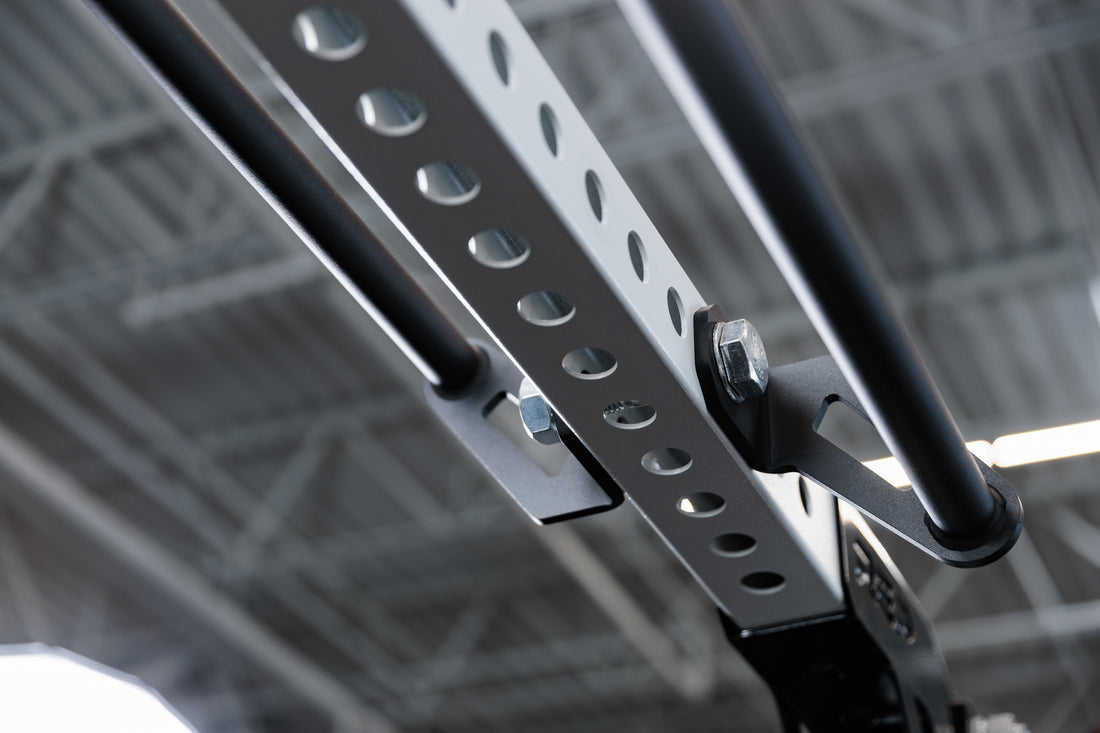 The REP Fitness Rack Crossmember Connectors with pull-up bars installed