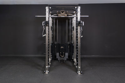 The Crossmember Pull-Up Bar on the front of an Ares™ 2.0 PR-5000 rack