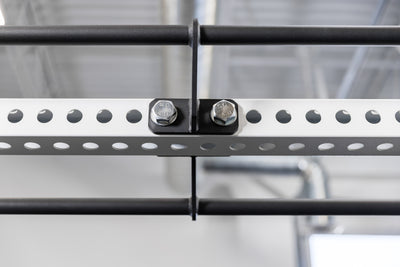 The REP Fitness Rack Crossmember Connectors with pull-up bars installed