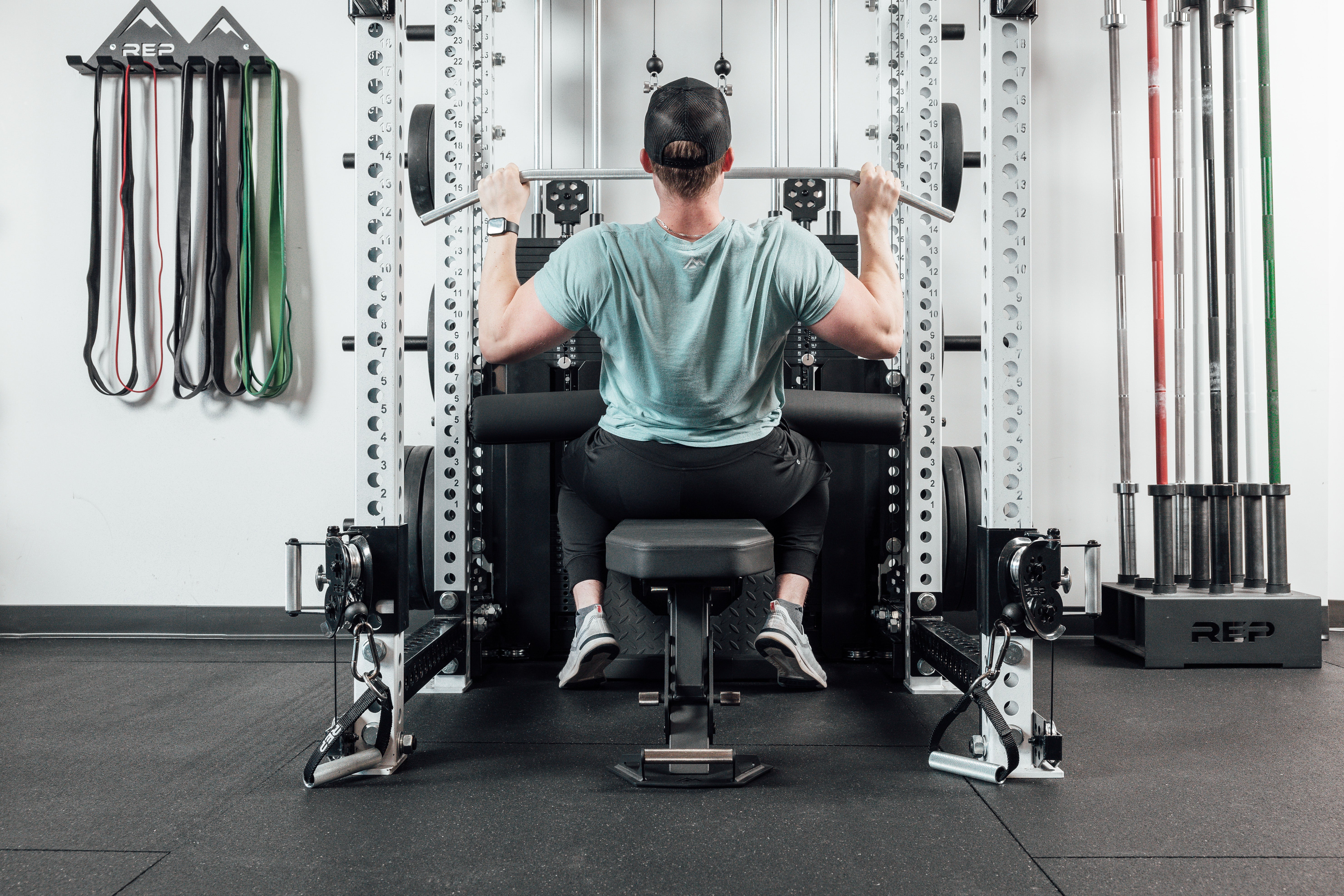 lat pull down on bench