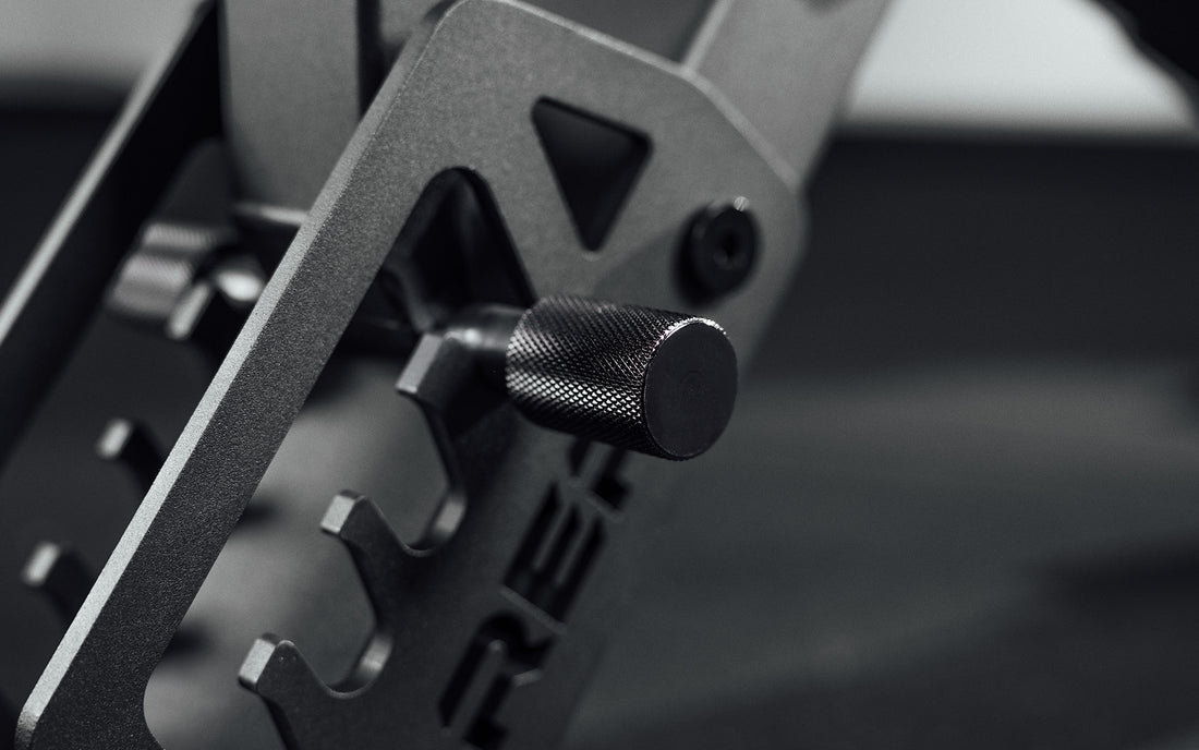Up close of knurled ladder handle