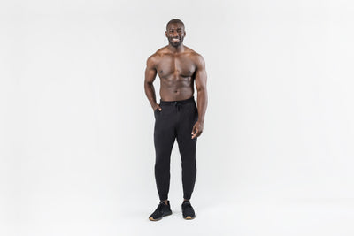 The REP Fitness Men's Apollo Joggers in Heather Black front, full body