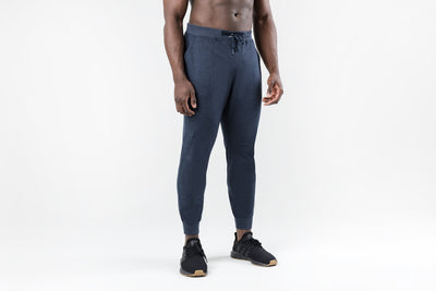 The REP Fitness Men's Apollo Joggers in Heather Navy front