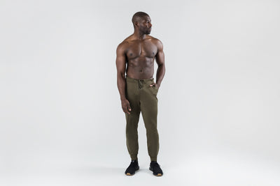 The REP Fitness Men's Attis Joggers in Heather Olive front