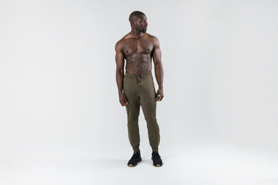 The REP Fitness Men's Attis Joggers in Heather Olive front