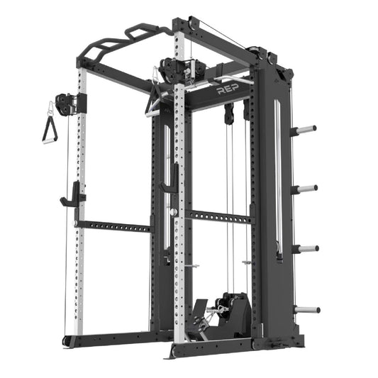 The REP Fitness Altitude™ Power Rack with both the Cable Attachment and Smith Machine Attachment