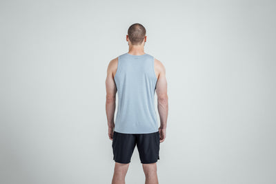 The REP Fitness Men's Sigmatech Tank Top in Heather Dusty Blue back