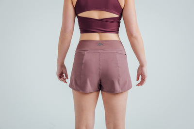 The REP Fitness Women's Artemis Shorts in Mauve back