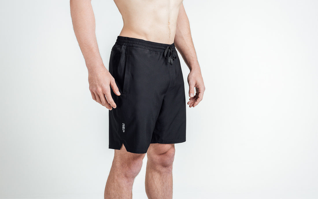 The REP Fitness Men's Motus Shorts in Black front