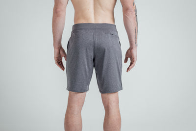 The REP Fitness Men's Apollo Shorts in Heather Cool Gray/Black back