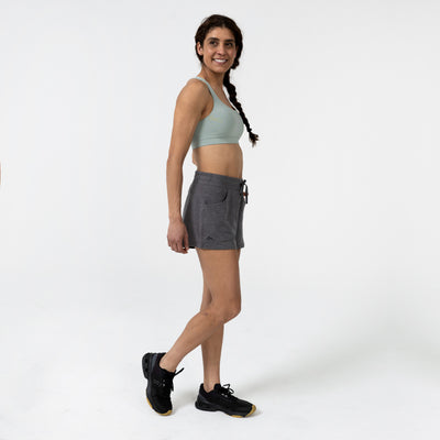 The REP Fitness Women's Vellus Shorts in Cool Gray side
