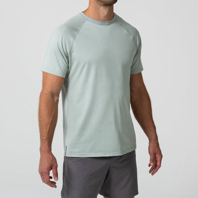 The REP Fitness Men's Aerix Tee in Heather Aqua Gray front