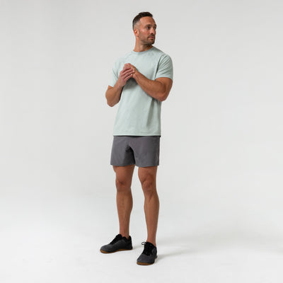 The REP Fitness Men's Aerix Tee in Heather Aqua Gray front