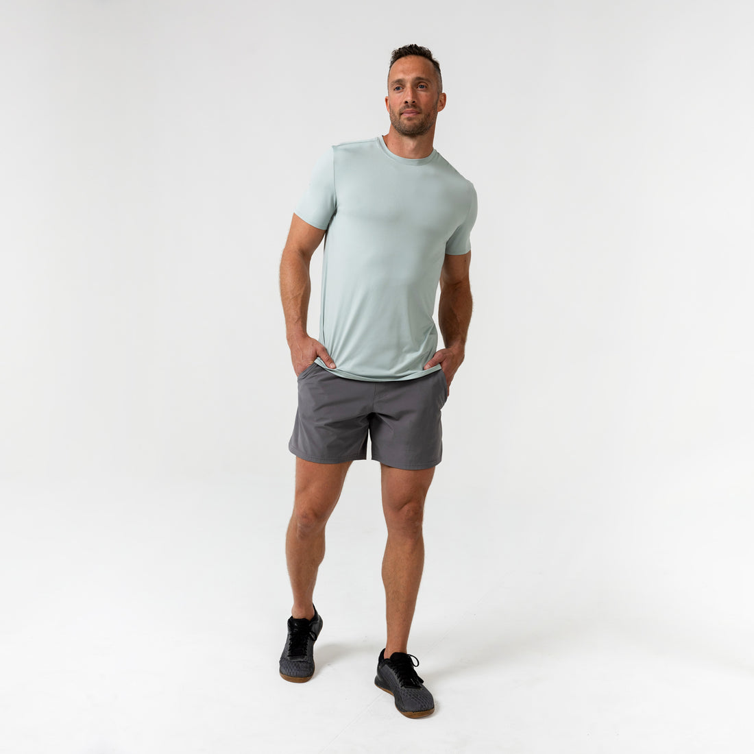 The REP Fitness Men's Delta Shirt in Aqua Gray front