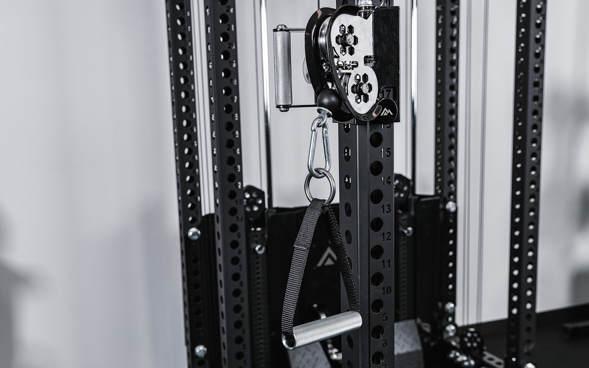 REP Fitness PR-5000 Rack with an Ares 2.0 cable attachment and Matte Black Uprights