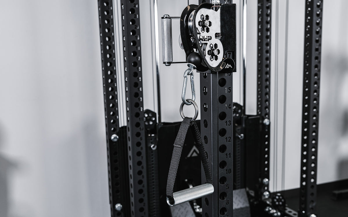 REP Fitness PR-5000 Rack with an Ares 2.0 cable attachment and Matte Black Uprights
