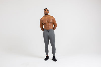 The REP Fitness Men's Attis Joggers in Heather Cool Gray front