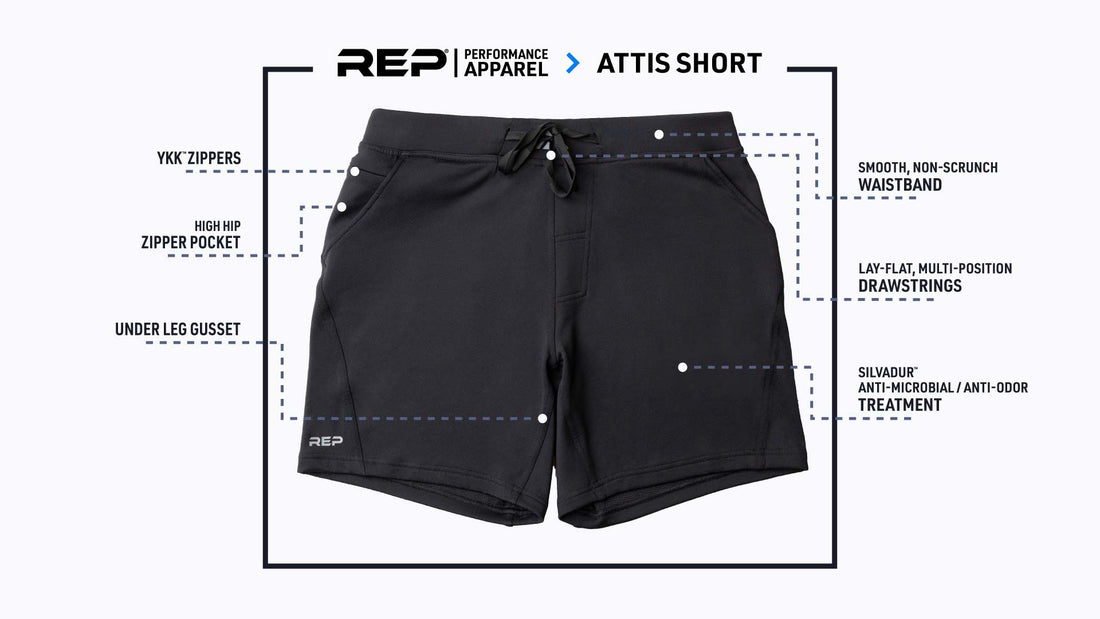 The REP Fitness Men's Attis Shorts tech specs