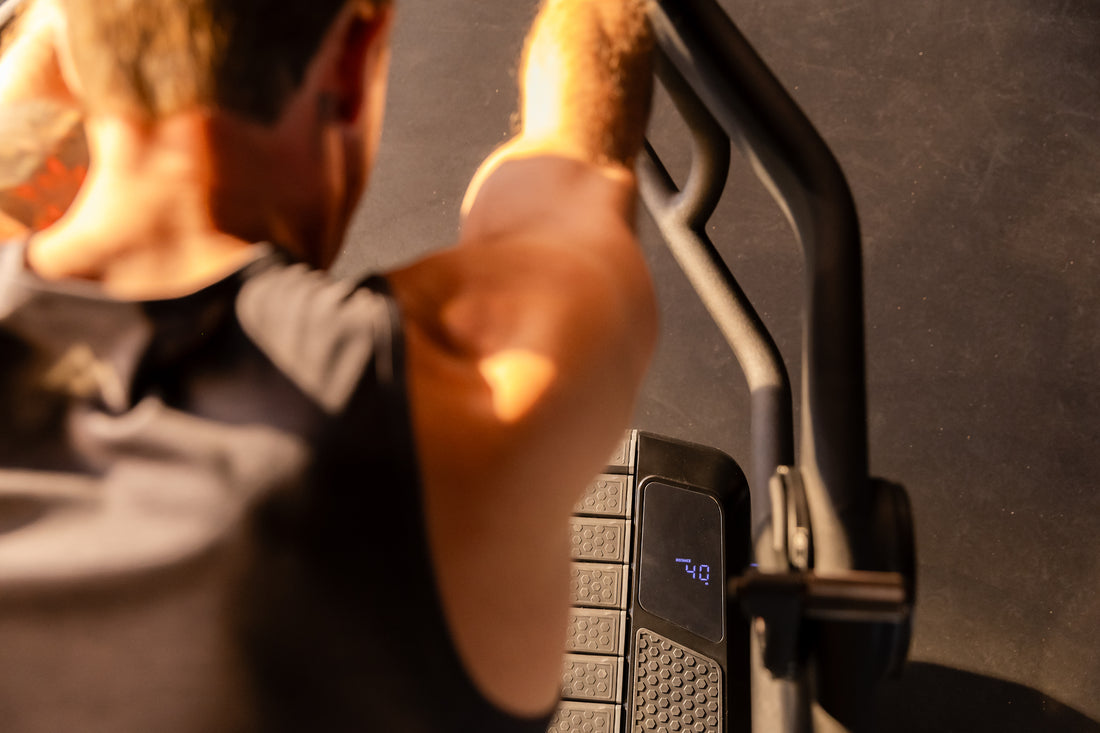 The heads down display on the REP Fitness Strive Curved Treadmill