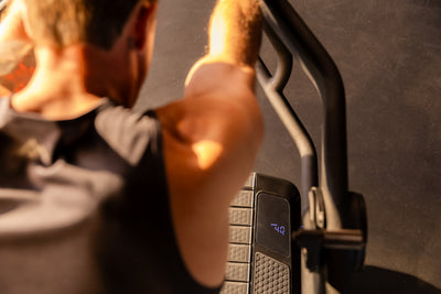The heads down display on the REP Fitness Strive Curved Treadmill
