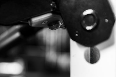 Close-up shot of the rubber piece for rack upright protection on the backside of the Dip Attachment 2.0