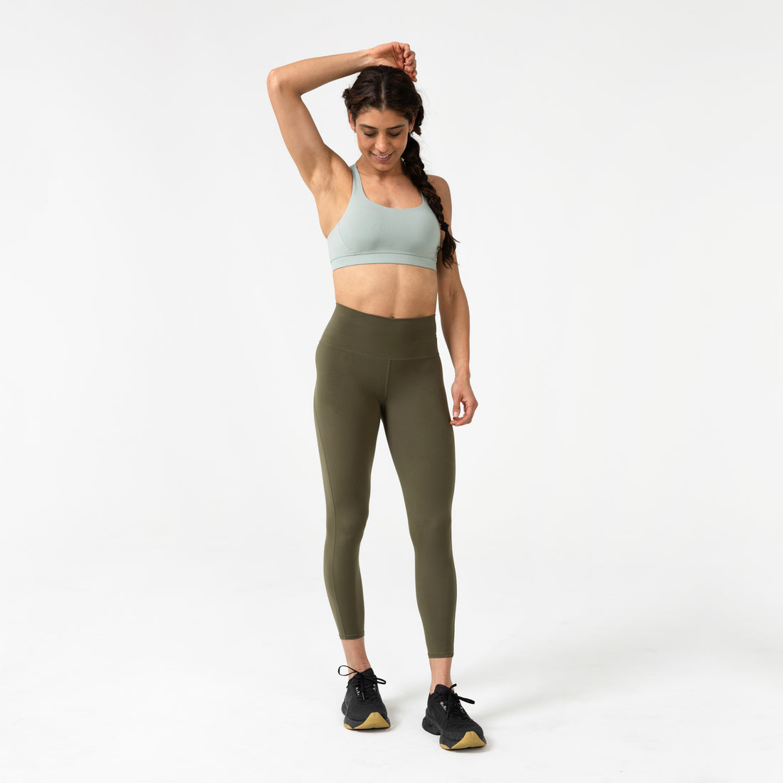 The REP Fitness Women's Lattis Sports Bra in Aqua Gray front