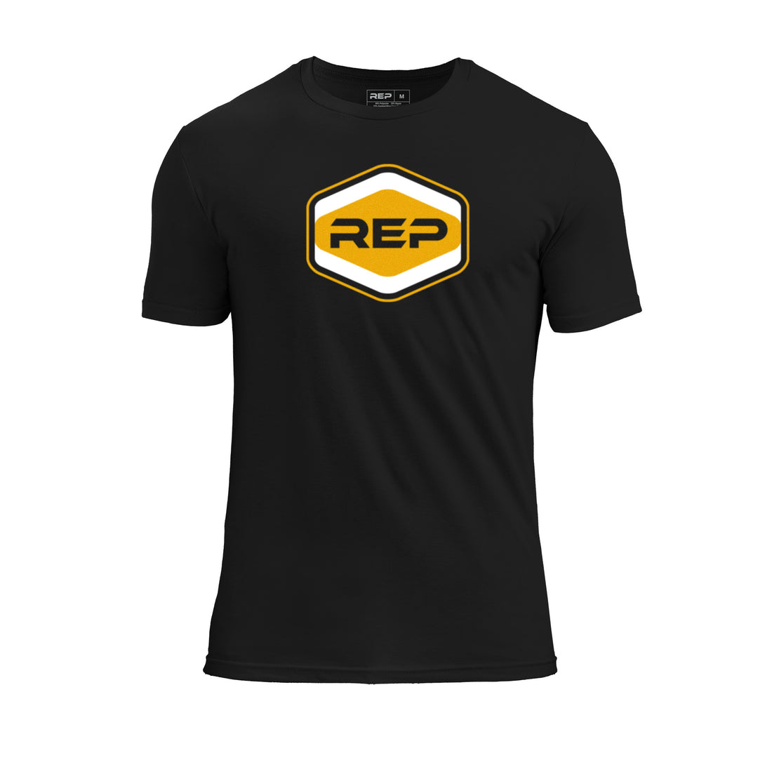 The REP Fitness Octane Tri-Blend Crew T-Shirt in Heather Black/Gold front