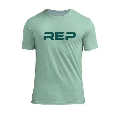The REP Fitness Men's Daily Driver 2.0 Tri-Blend Crew T-Shirt in Heather Sage/Green front
