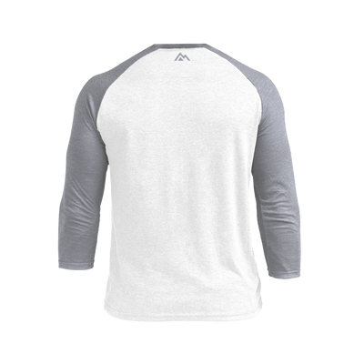 The REP Fitness Men's Daily Driver ¾ Sleeve Tri-Blend Crew T-Shirt in White/Gray back
