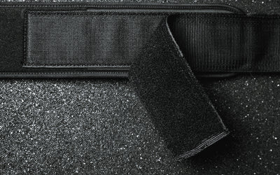 Close-up view of the hook-and-loop fastener on the REP Nylon Lifting Belt.