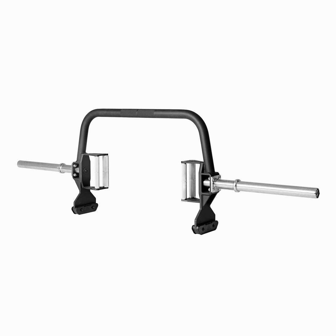 Fixed Open Trap Bar- showing the entire barbell  with the frame, long sleeves, and handles on a white background
