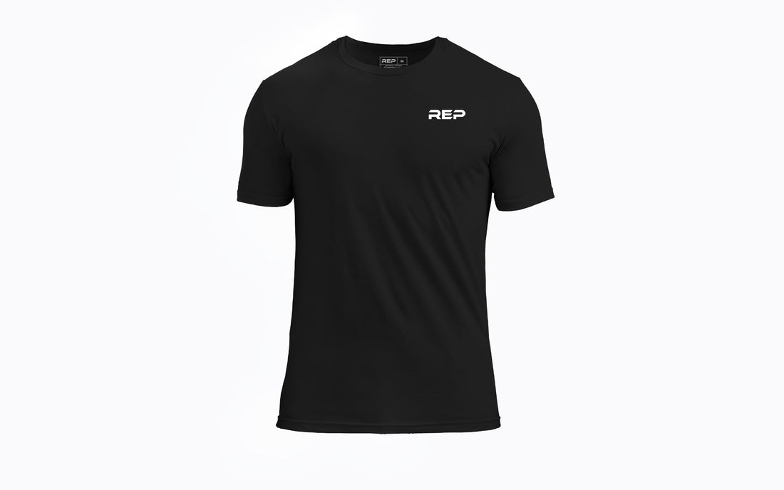 The REP Fitness Men's USA Tri-Blend Crew T-Shirt in Heather Black/White front