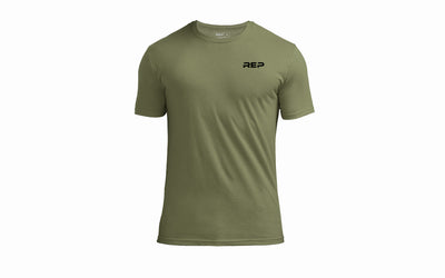 The REP Fitness Men's USA Tri-Blend Crew T-Shirt in Heather Olive/Black front