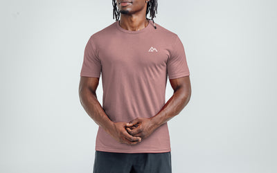 The REP Fitness Men's Peak Tri-Blend Crew T-Shirt in Heather Lavender/White on body