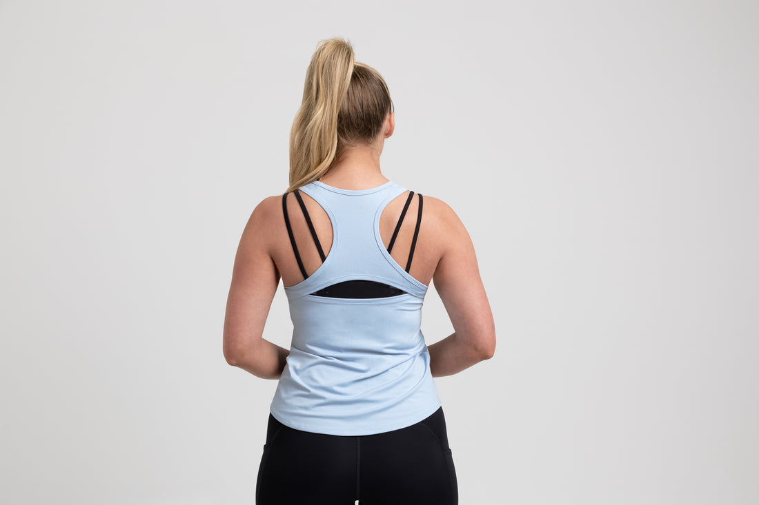 The REP Fitness Women's Clio Tank Top in Periwinkle back