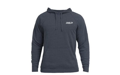 The REP Fitness Unisex USA Pull Over Hoodie in Heather Navy/White front, flat lay