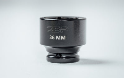 Studio shot of the front of REP's 36mm Rack Socket for installing 5000 Series Power Rack
