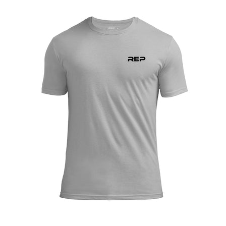 The REP Fitness REP Short-sleeve Tri-Blend Crew T-Shirt in Heather Gray/Black front