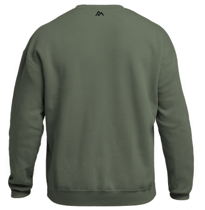 The REP Fitness Unisex Daily Driver Crewneck Sweatshirt in Olive/Black back