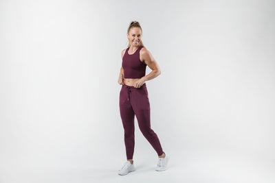 The REP Fitness Women's Vellus Joggers in Heather Wine front