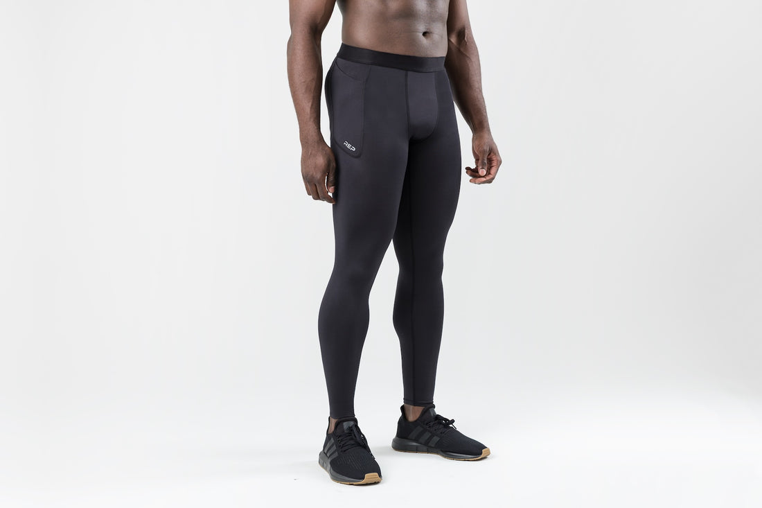 The REP Fitness Men's Virtus Light Compression Tights in Black front